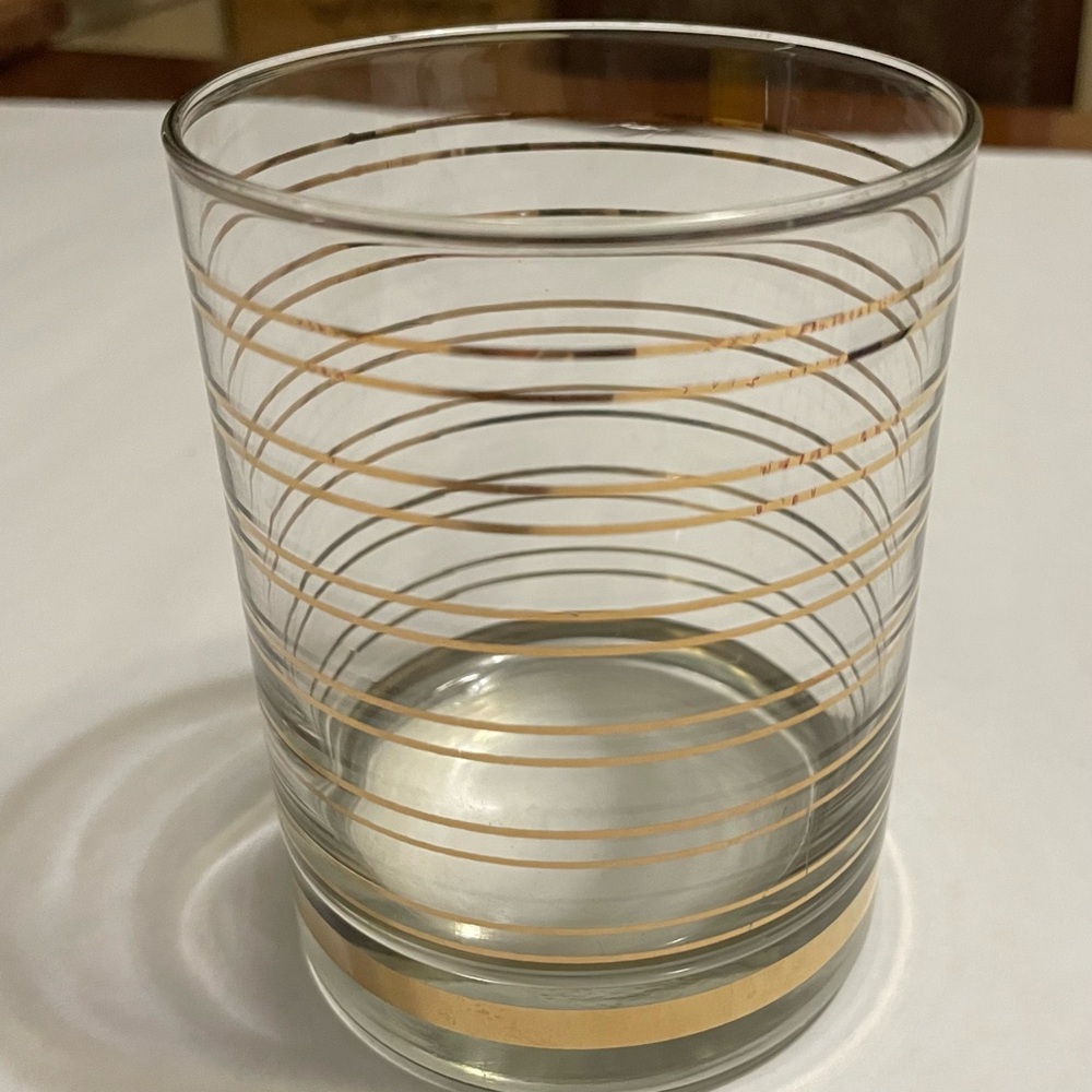 Gold Striped Glass Tumbler